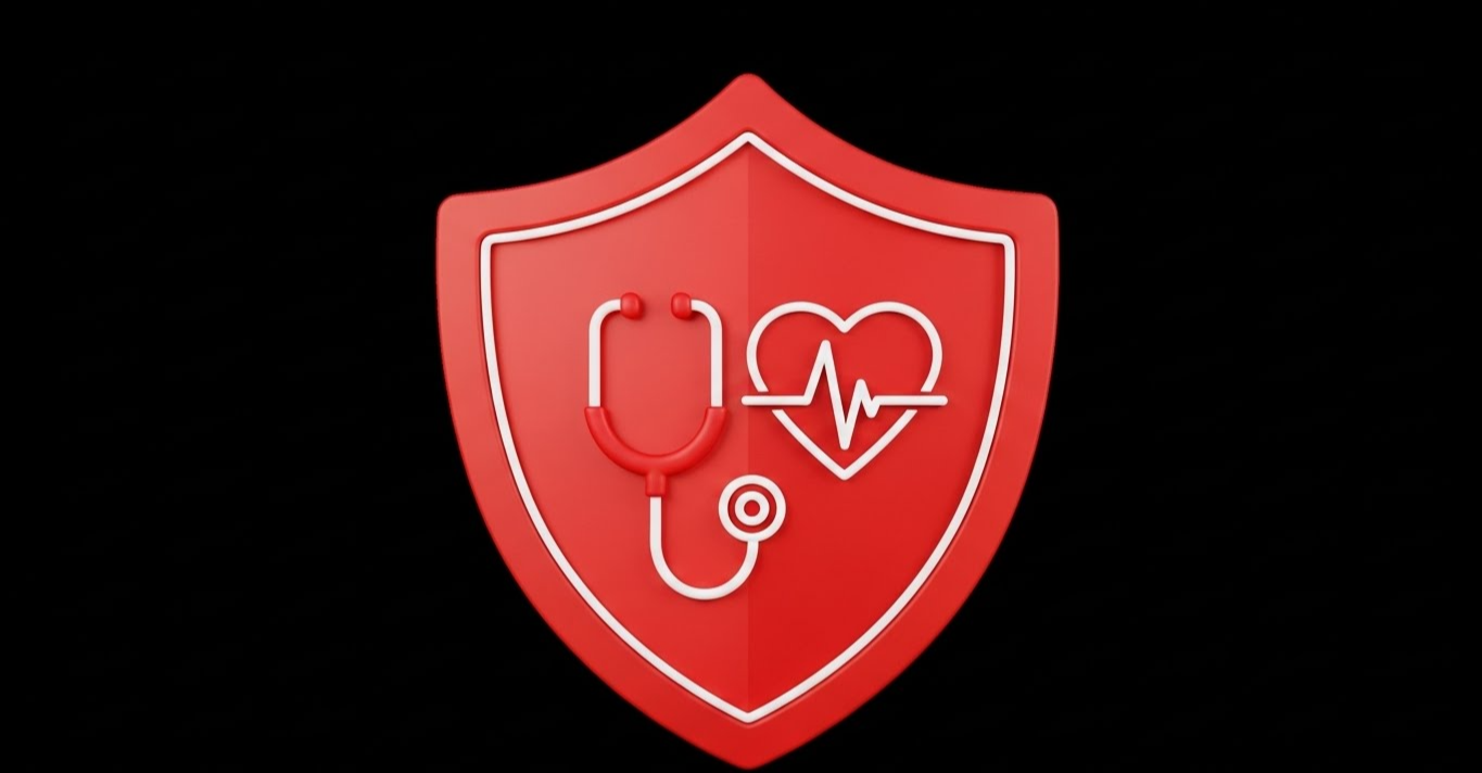 정기적인 국가 건강검진이 질병으로부터 우리 몸을 지켜주는 든든한 방패임을 상징하는 그래픽