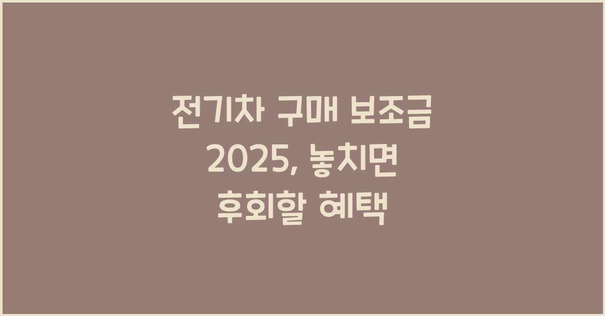 전기차 구매 보조금 2025