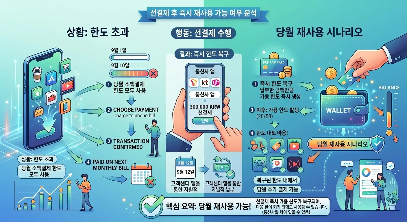 선결제 후 다음 달 전 재사용 가능 여부