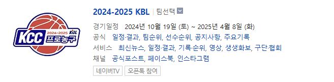 2024-2025 KBL 프로농구 일정 및 중계 총정리