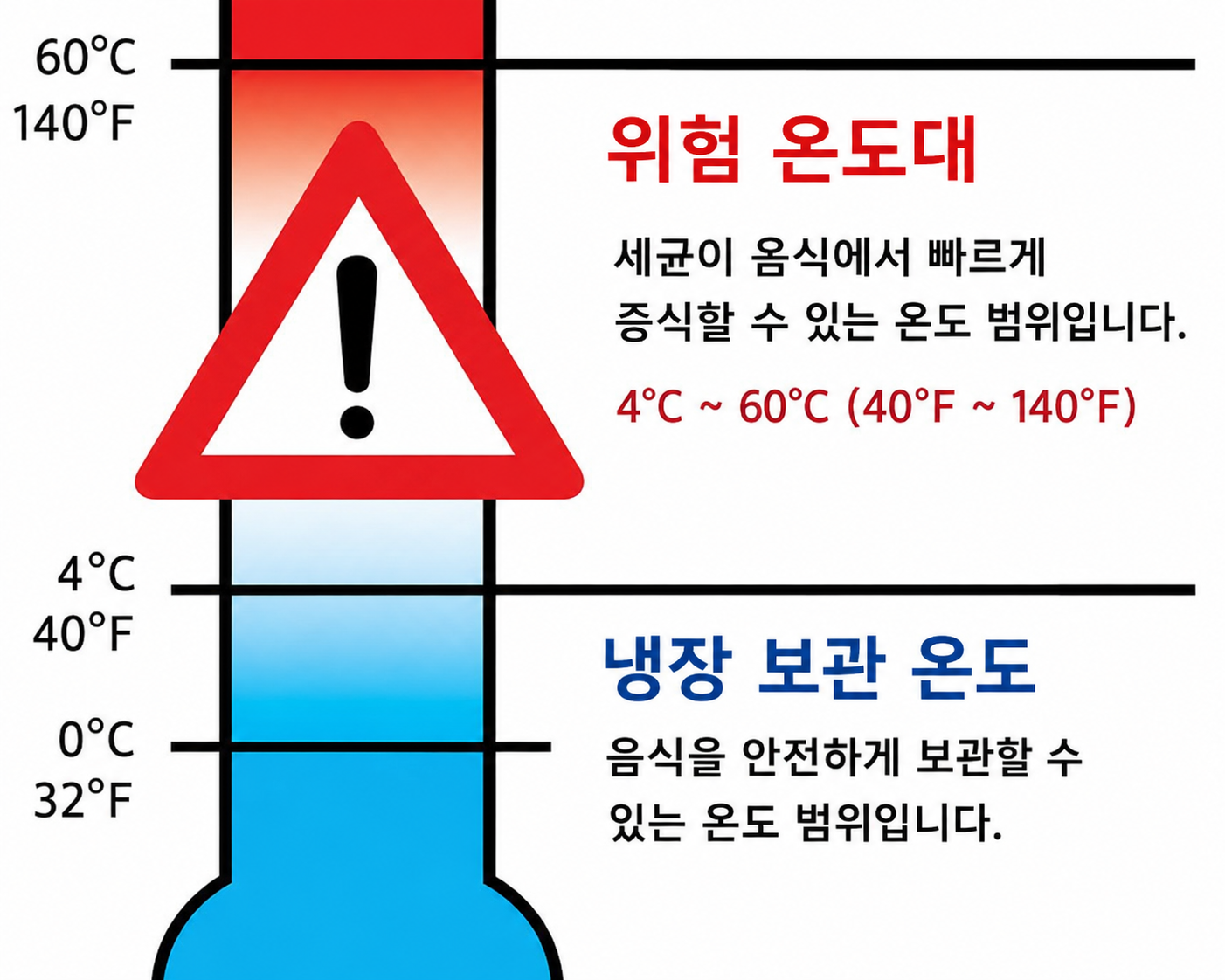 냉장고 적정 온도 유지부터 교차오염 방지, 중심부 가열까지—작은 습관의 변화가 안전한 식탁을 만듭니다.