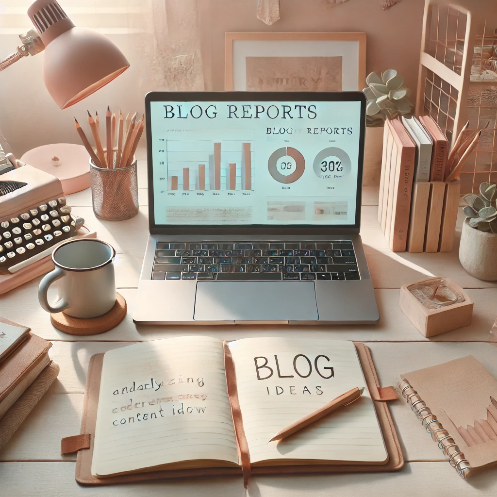 콘텐츠 흐름, 블로그 리포트, 분석 감성을 담아낸 따뜻한 톤