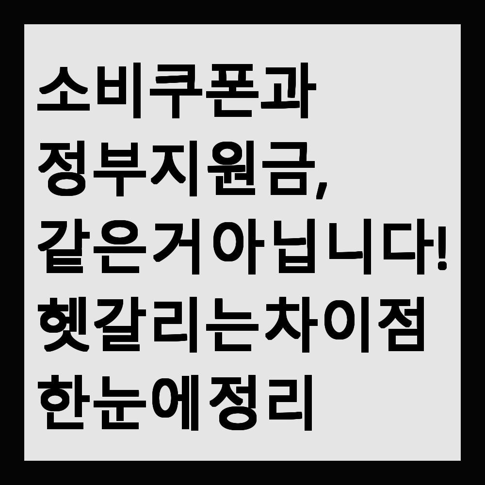 소비쿠폰과 정부지원금, 같은 거 아닙니다! 헷갈리는 차이점 한눈에 정리