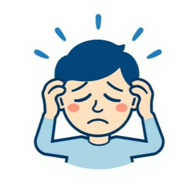 냉방병 증상으로 머리가 아픔을 나타내는 아이콘입니다.