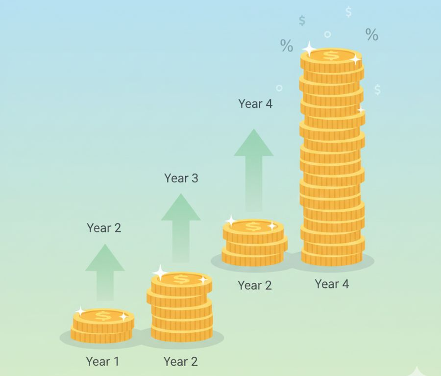 alt="소액 재테크 방법으로 작은 돈을 꾸준히 불리는 자산 증가 개념 이미지"