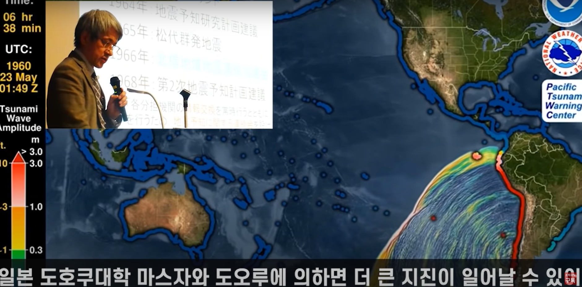 일본 도후쿠대학 마스자와 도오루의 주장에 의하면 10.3 규모의 지진이 발생 할 수 있다고 주장하고 있다