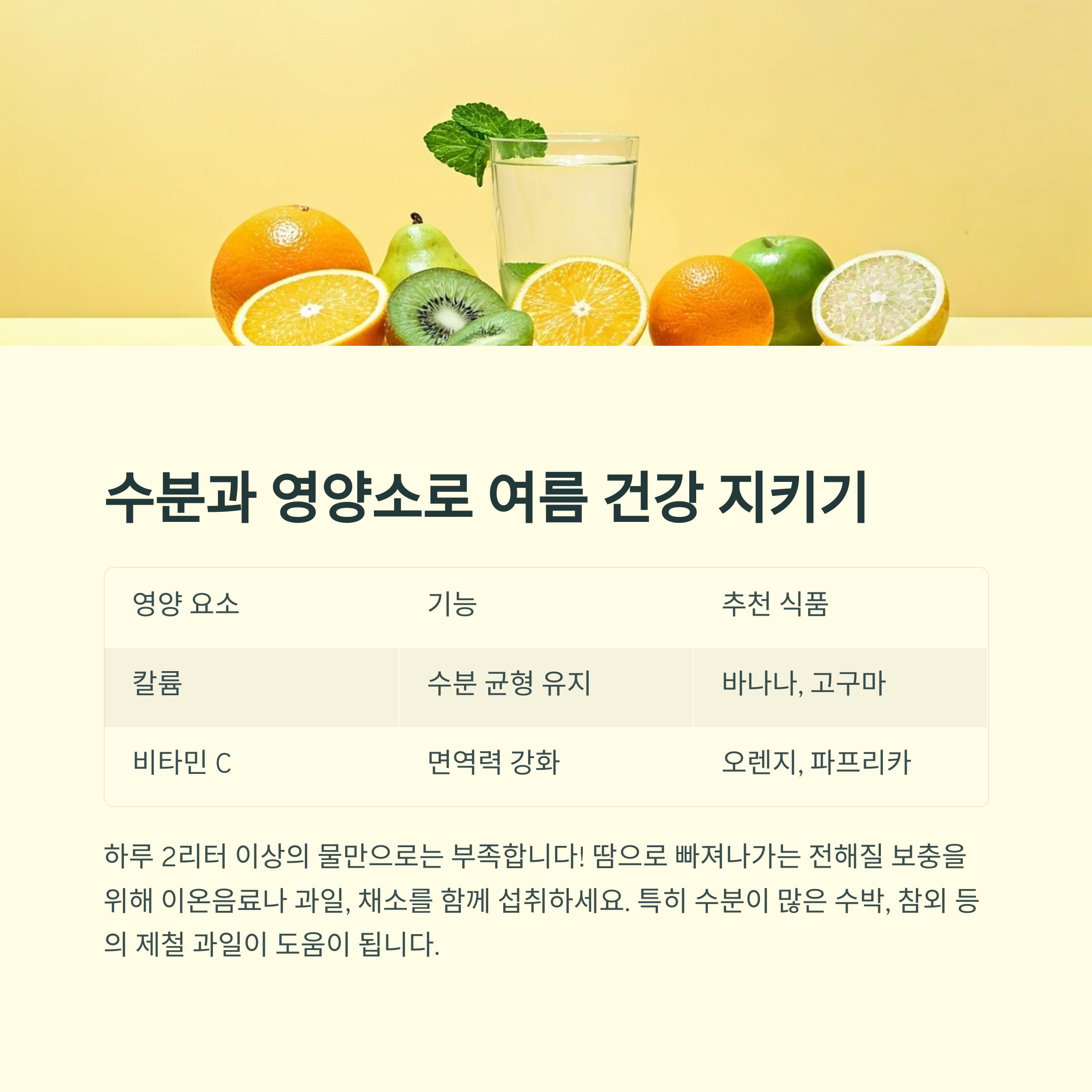 수분 보충과 영양 관리 팁