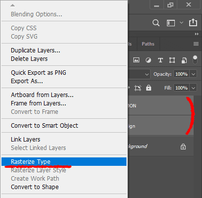 Photoshop-text-rasterize-type