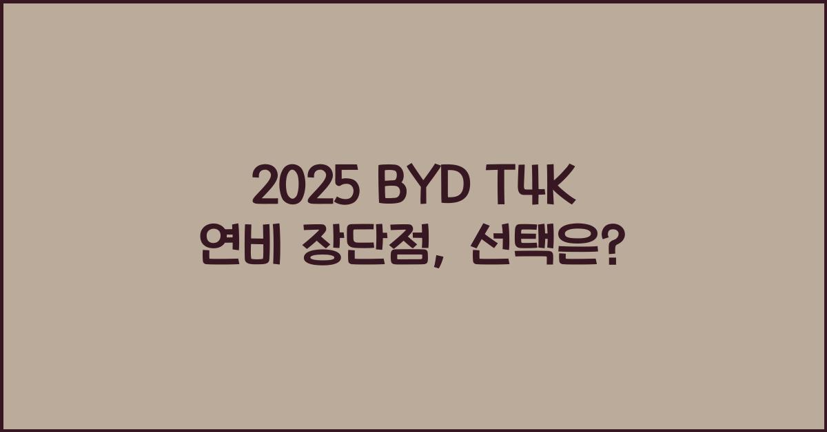 2025 BYD T4K 연비 장단점