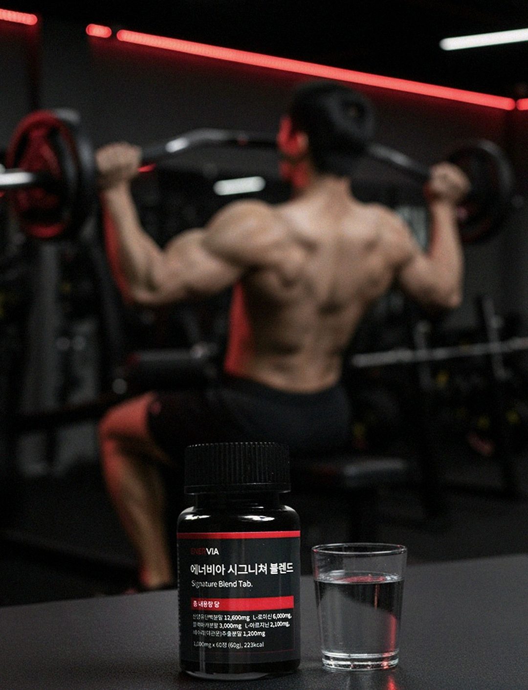 Korean Asian man 30s morning desk setup with energy drink