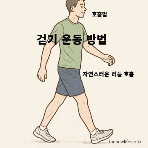 걷기 운동 호흡법 일러스트 &ndash; 자연스러운 리듬 호흡과 복식호흡