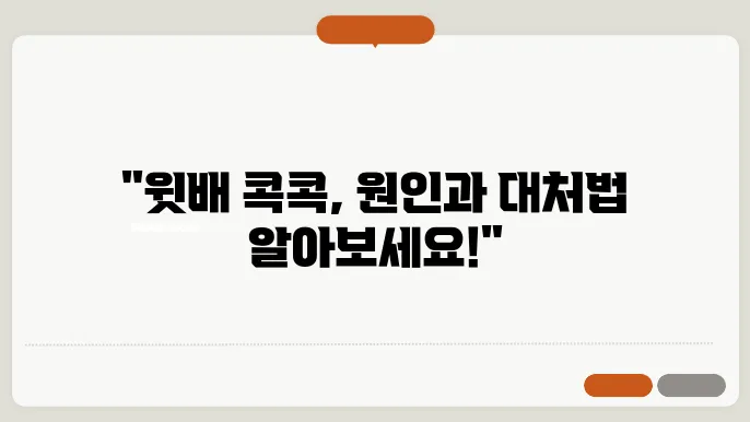 윗배가 콕콕 쑤셔요 원인 및 해결법