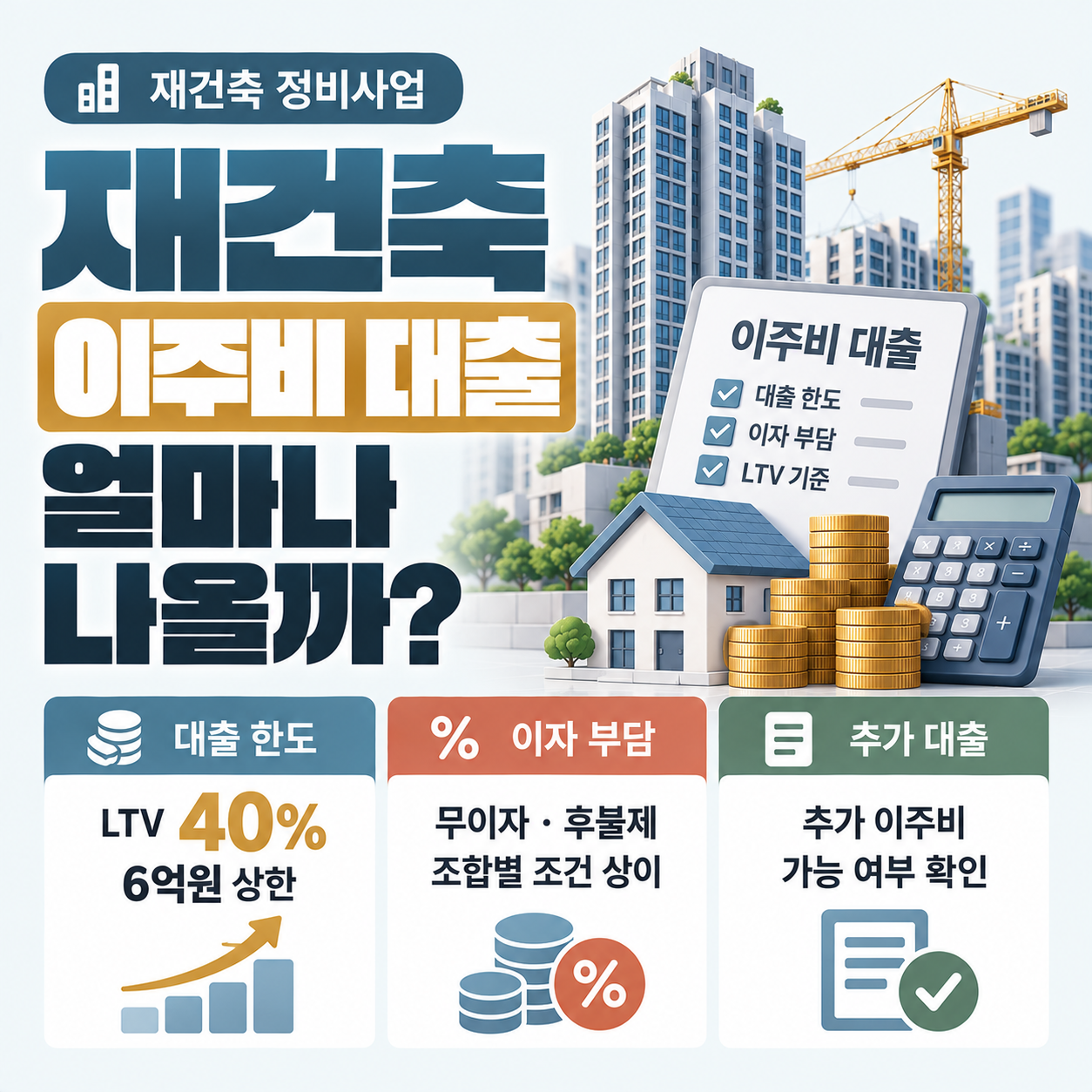 재건축 이주비 대출 한도와 이자 부담을 비교해 보는 조합원의 계산 장면