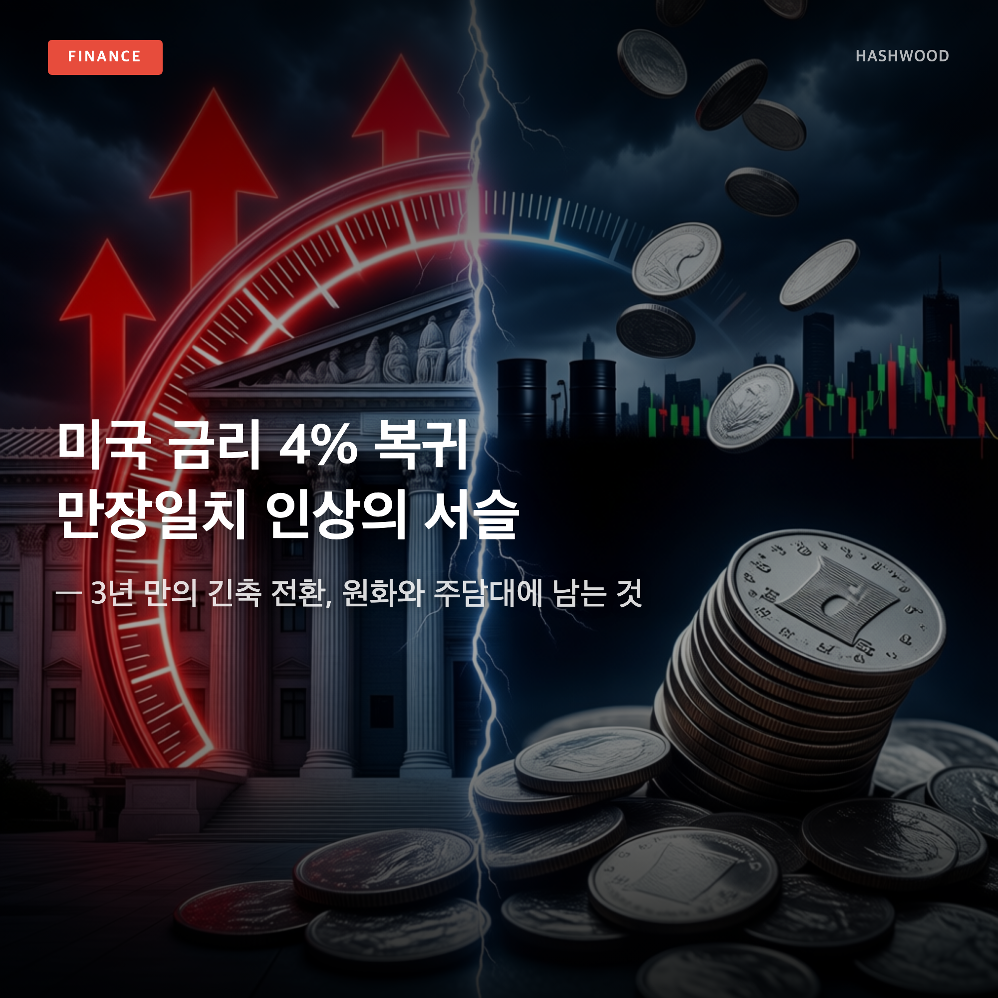 그림: 미국 금리 4% 복귀 만장일치 인상의 서슬 — — 3년 만의 긴축 전환, 원화와 주담대에 남는 것