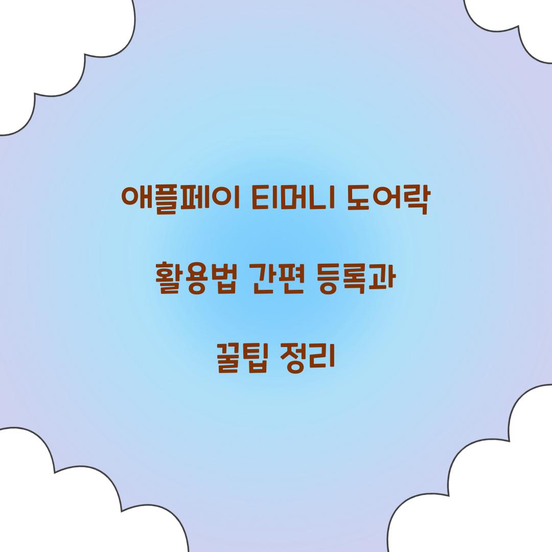 애플페이 티머니 도어락