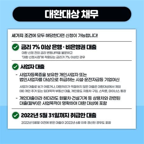 소상공인 대환 대출 채무 탕감 
