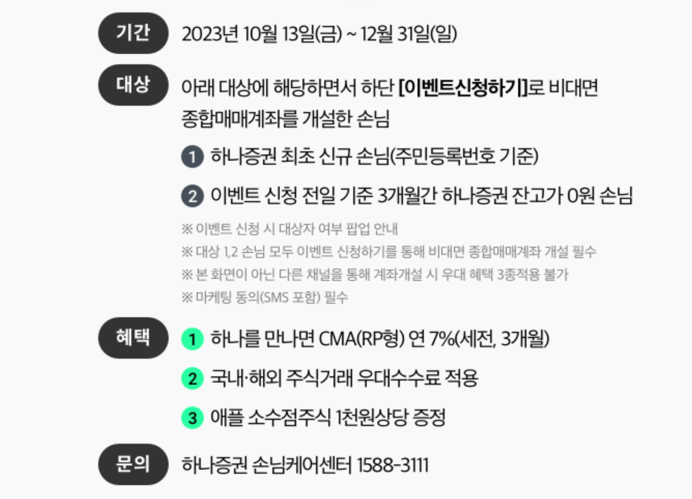 하나증권 CMA 계좌개설 연 7% 이벤트