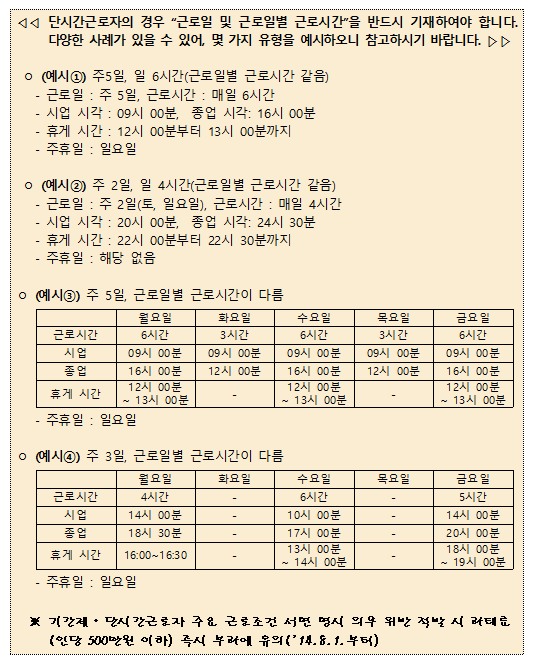 단시간근로자유의사항