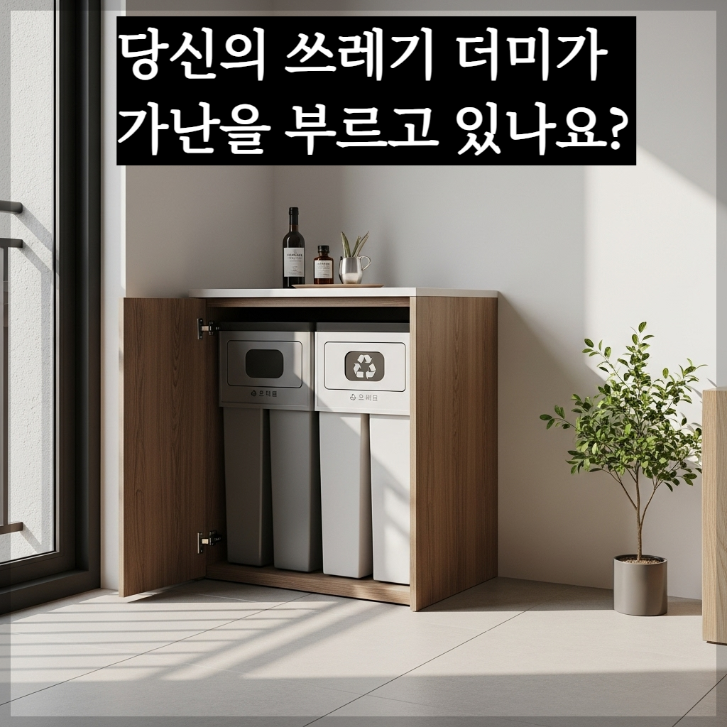 풍수적으로 깨끗하게 정돈되어 창의적 기운을 돕는 현대적인 아파트 베란다 분리수거 구역 모습