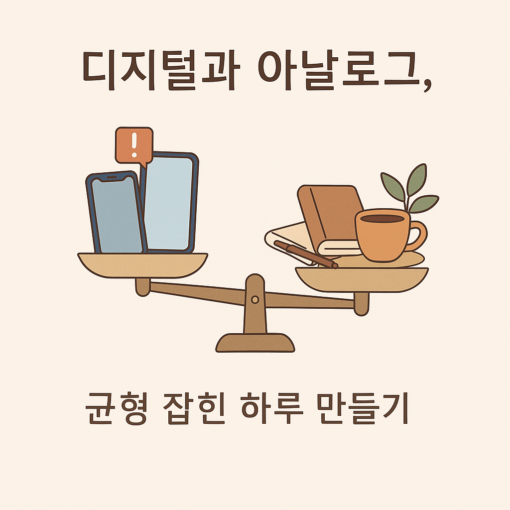 디지털과 아날로그 균형을 표현한 이미지