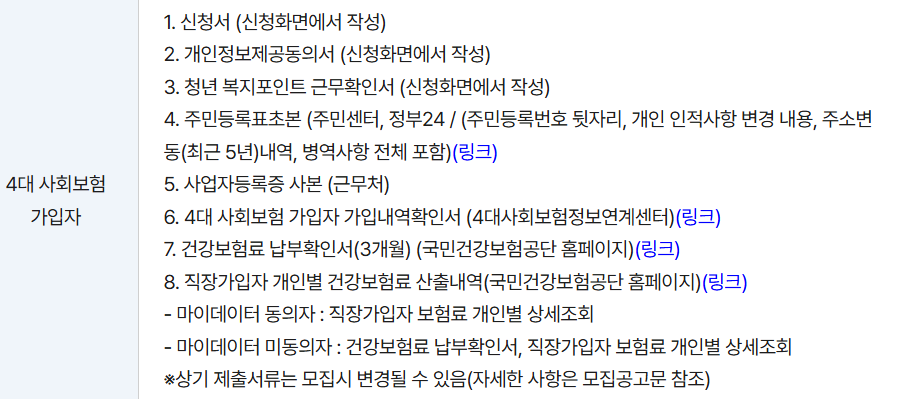 4대 사회보험 가입자 필요 서류