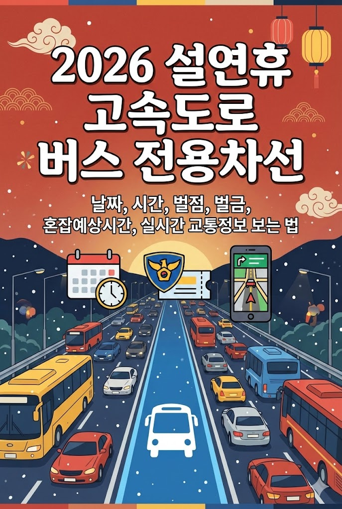 2026 설연휴 고속도로 버스 전용차선 날짜, 시간, 벌점, 벌금, 혼잡예상시간, 실시간 교통정보 보는 법