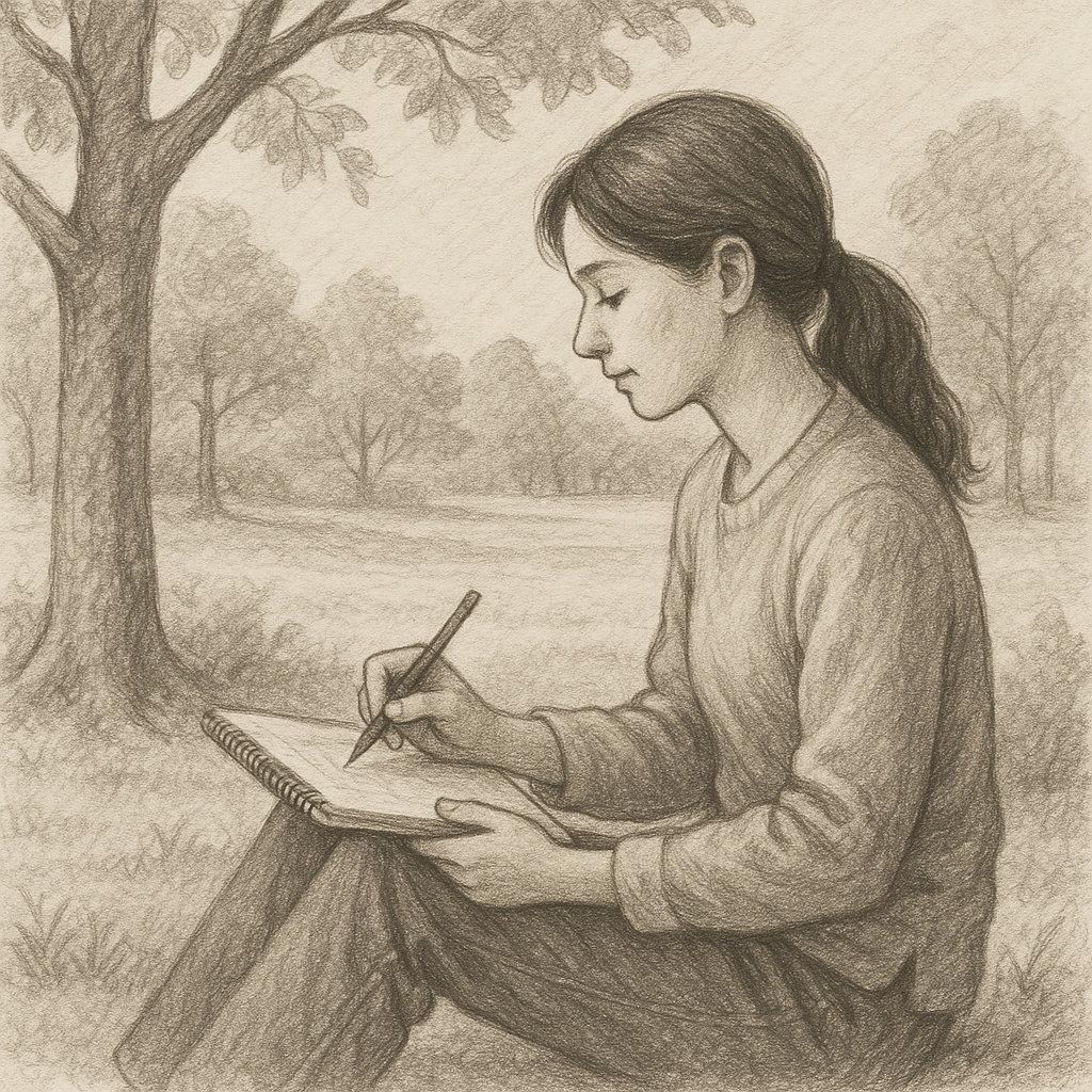 드로잉 연습하는 여성 이미지