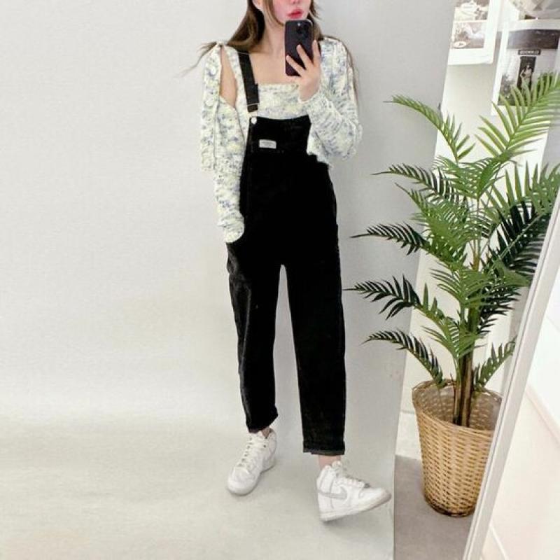 보블리에 블랙진 오버롤 멜빵 팬츠