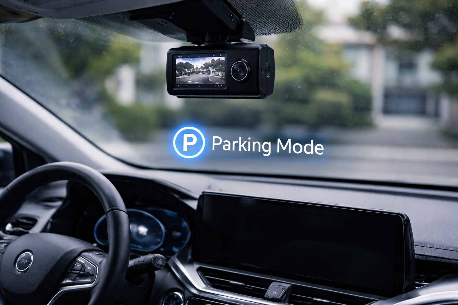 블랙박스 상시전원 주차 녹화가 활성화된 차량 실내 모습