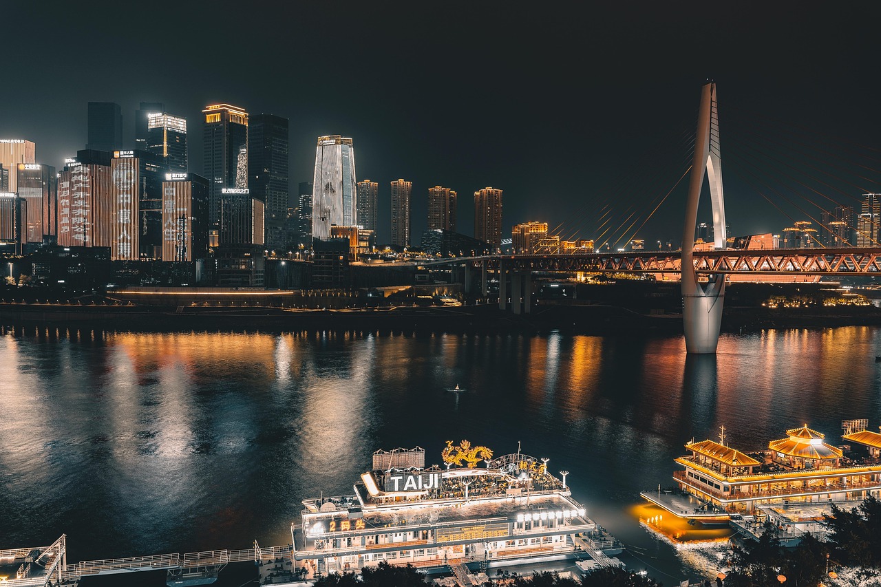 중국 충칭 야경 사진