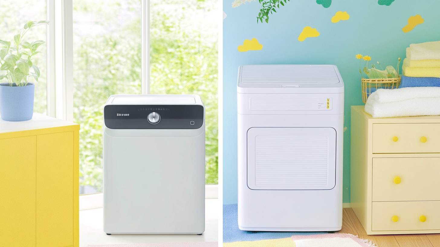 경쟁사의 제품 옆에서 삼성 그랑데의 매끄러운 건조 과정을 보여주는 비교 장면. 균일한 건조를 강조하며, 경쟁적이고 설득력 있는 비교 사진.