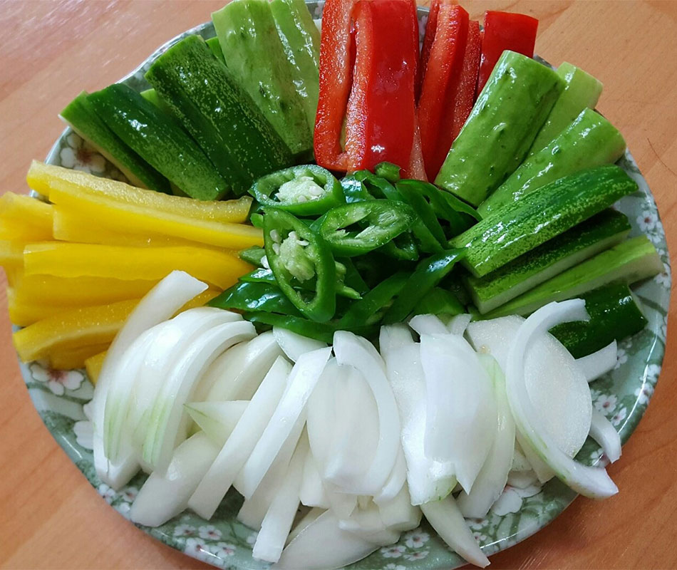 파프리카, 오이 풋고추 양파 채소랑 함께 먹기