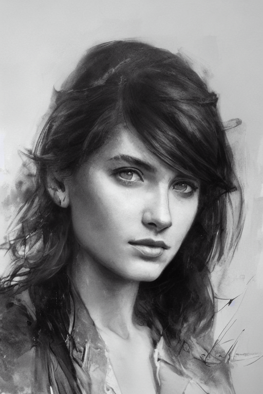 Playground AI로 생성한 그림(1) - 지긋이 바라보는 여성