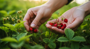 손으로-산딸기-따는-모습