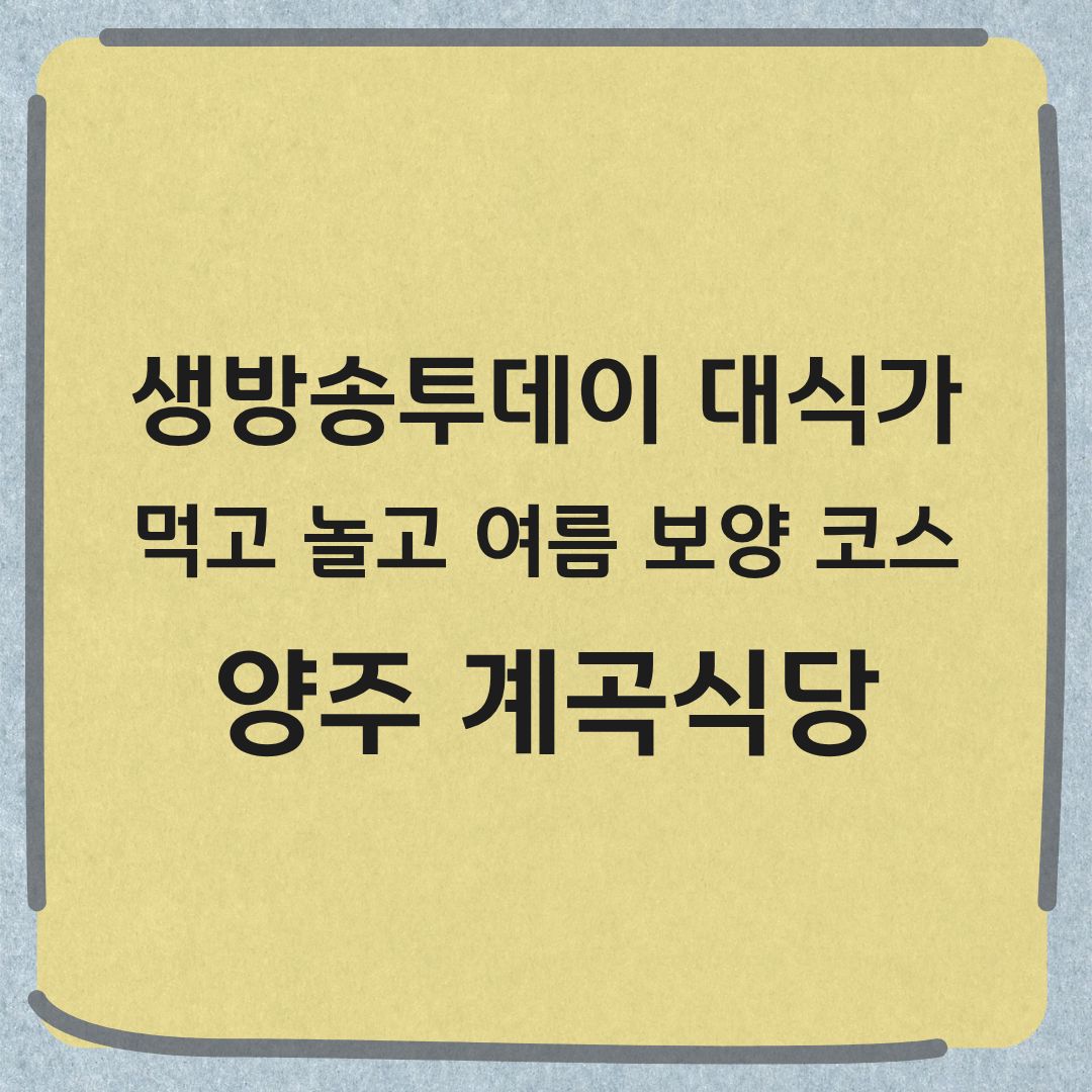 생방송투데이 대식가 양주 계곡 식당 맛집 위치 메뉴 안내