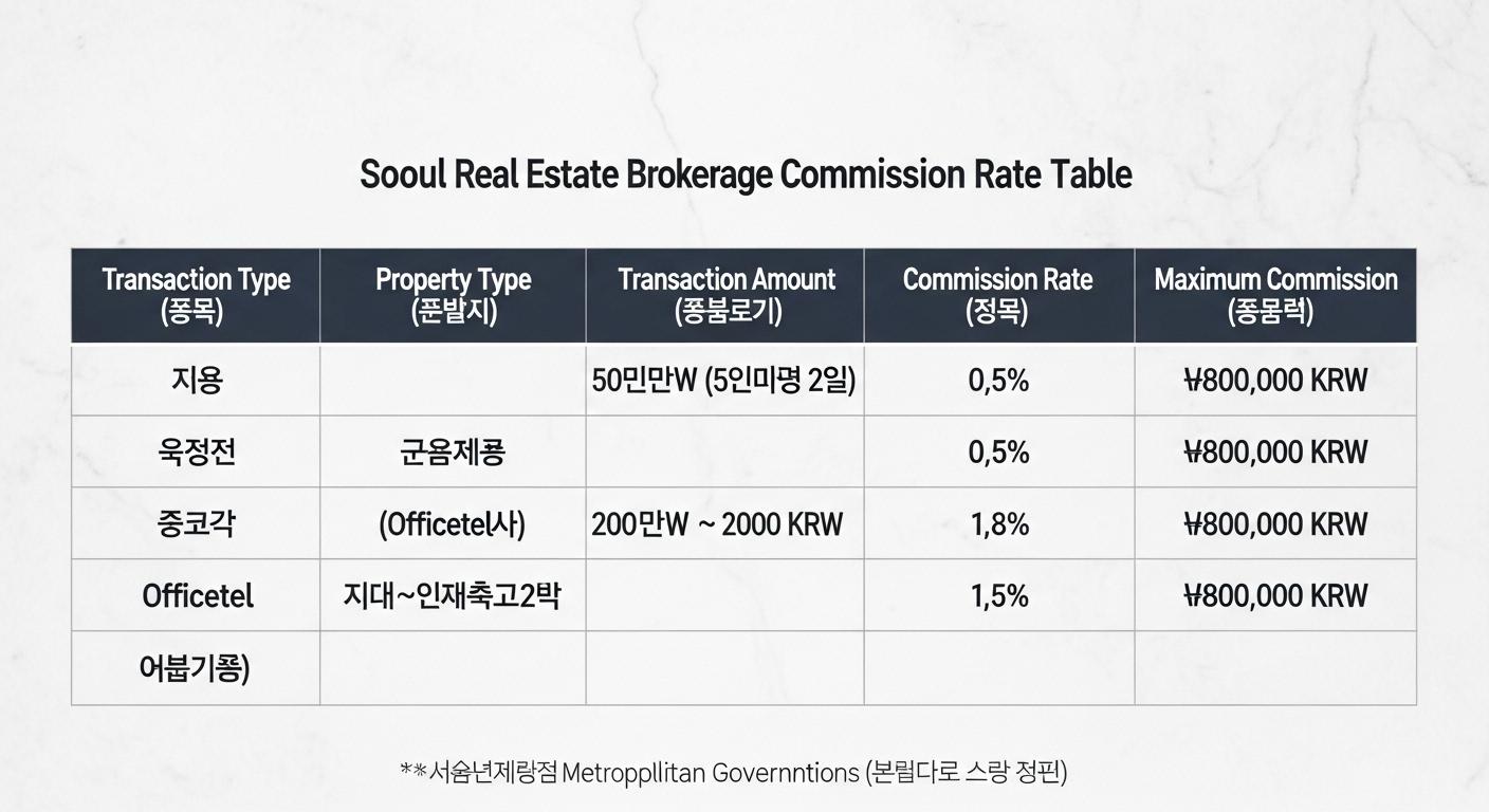 서울 부동산 중개수수료 요율표
