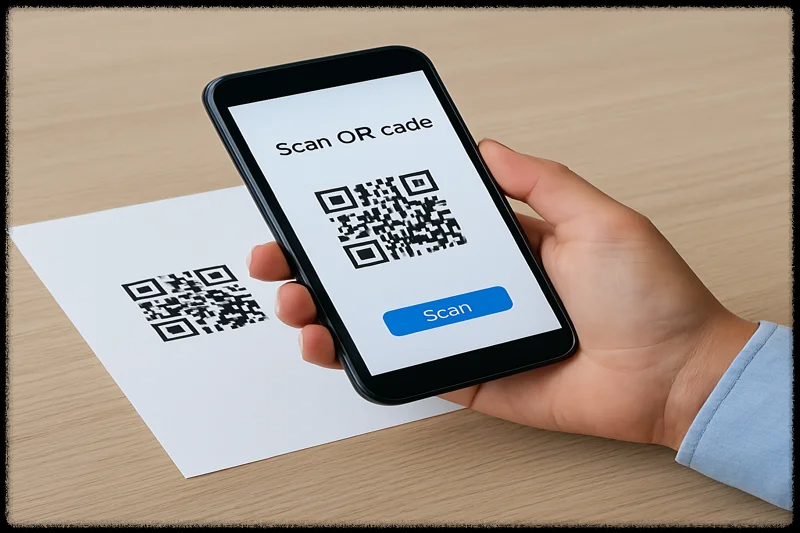 스마트폰 화면의 QR코드 스캔 안내