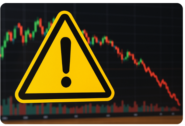 하락장과 경고 표지판 이미지