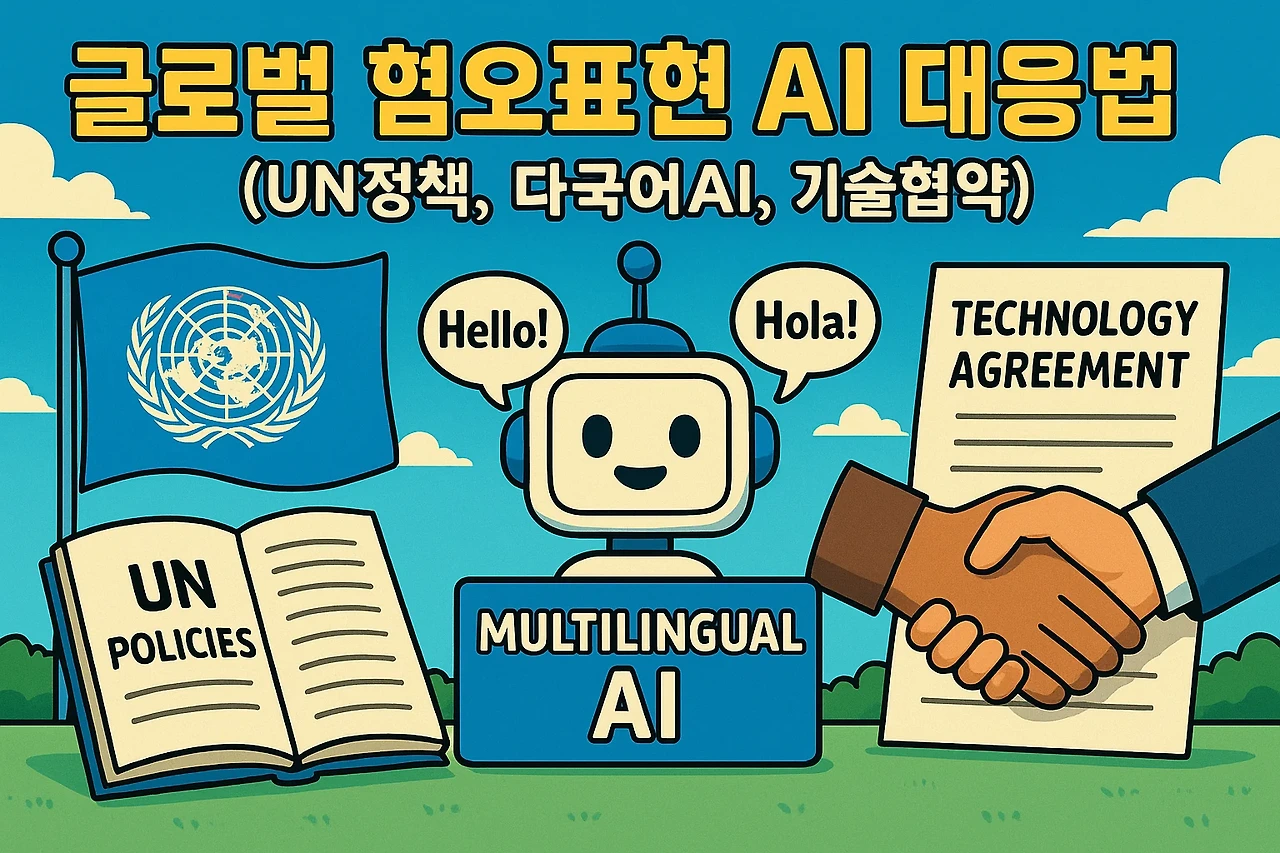 글로벌 혐오표현 AI 대응법 (UN정책, 다국어AI, 기술협약) 관련 이미지