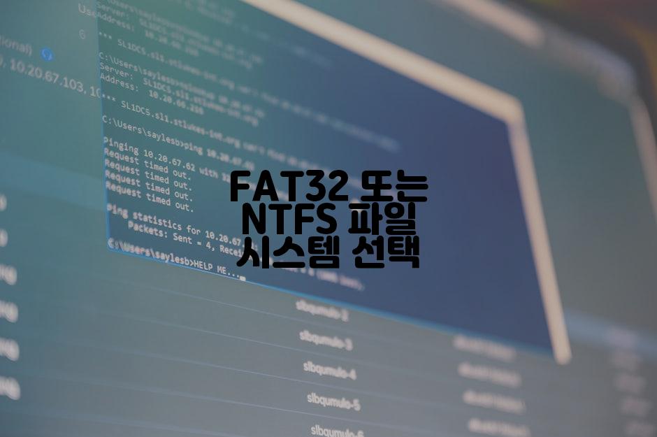 FAT32 또는 NTFS 파일 시스템 선택