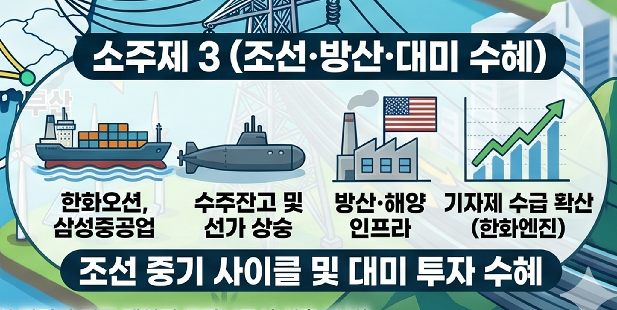 조선·방산 중기 사이클이 도래한 원인을 묘사한 이미지