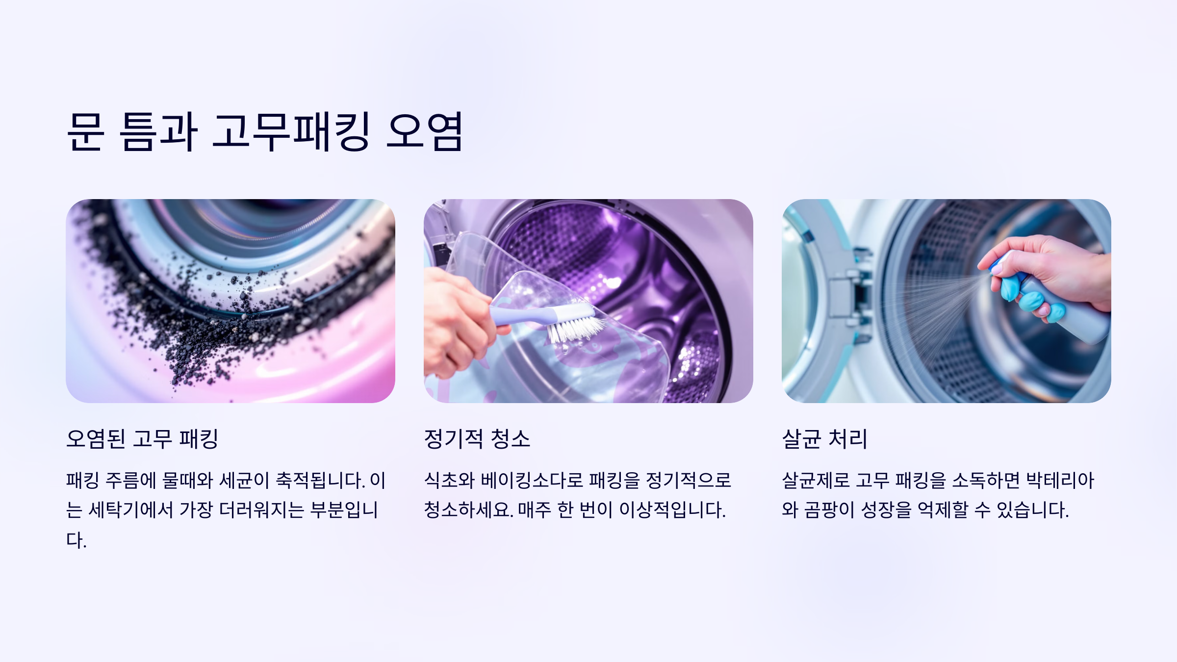 문 틈과 고무패킹 오염