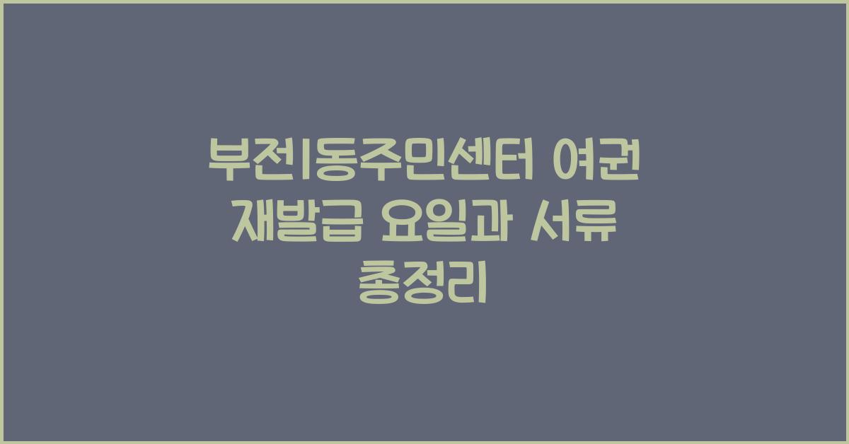 부전1동주민센터 여권 재발급 가능 요일 및 구비서류