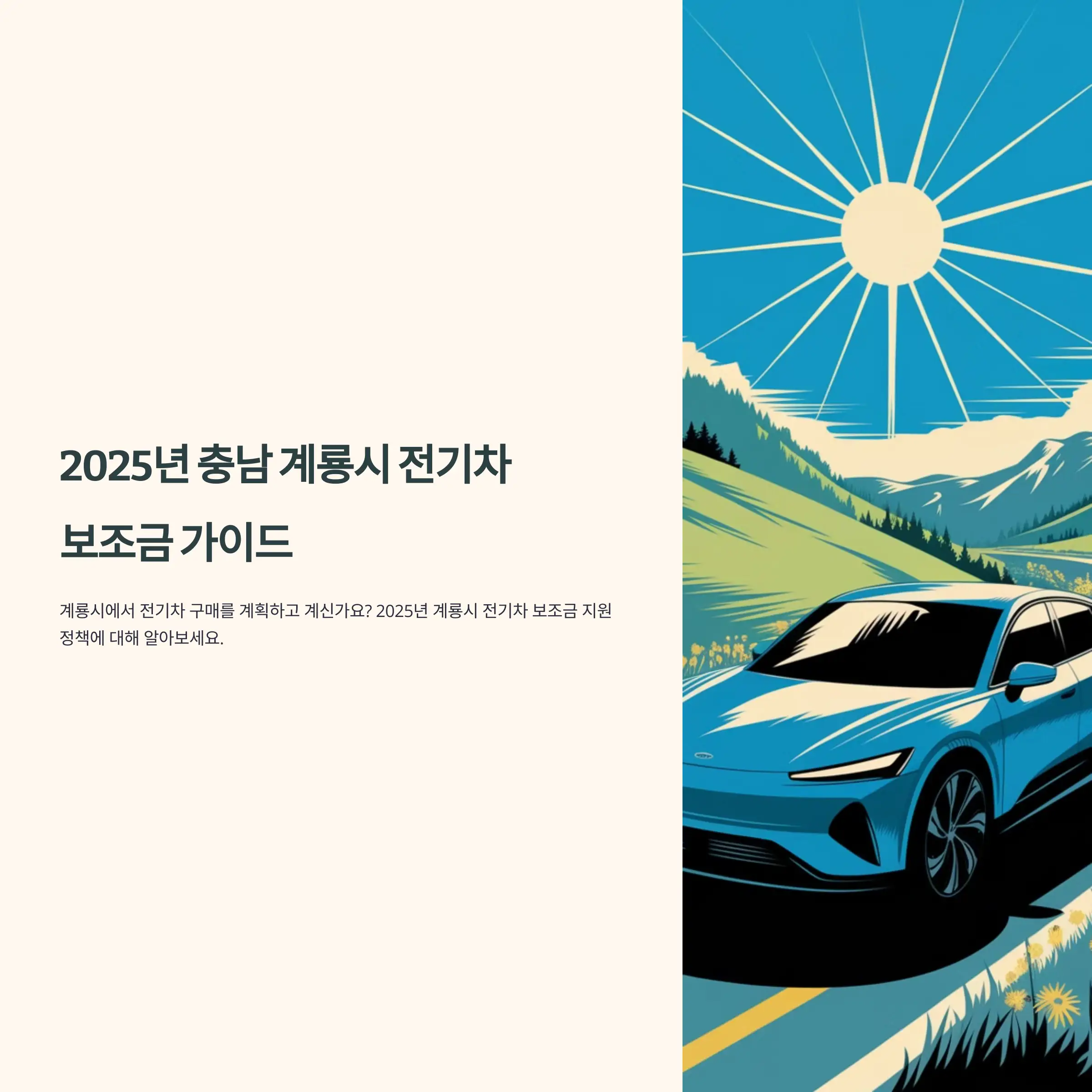 2025년 충남 계룡시 전기차 보조금