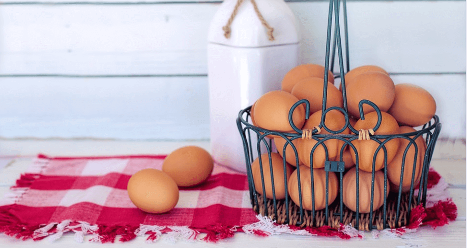 많은 수량의 달걀들