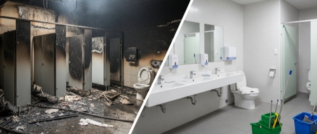 여수 화재청소 후 복구중