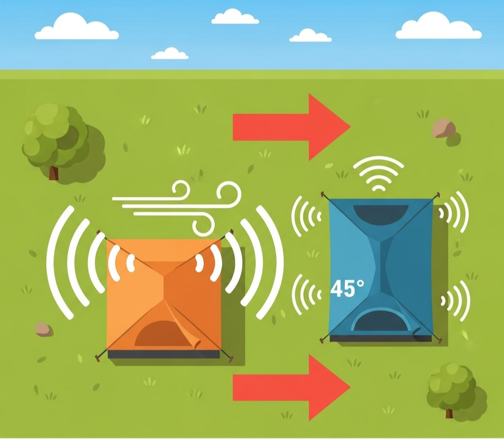 텐트 방향이 바람 소음을 바꾸는 핵심 원리 정리