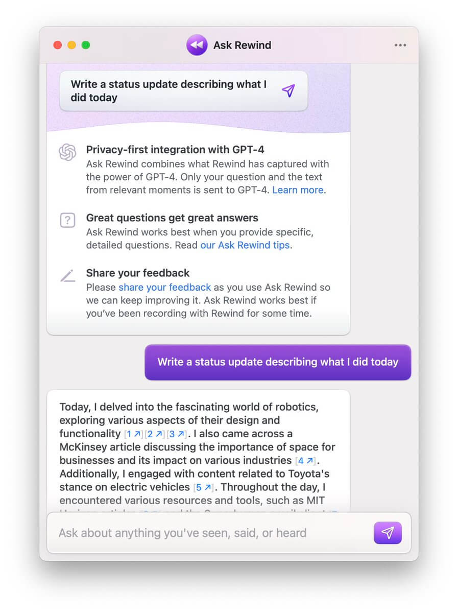 리와인드 Rewind AI 사용법