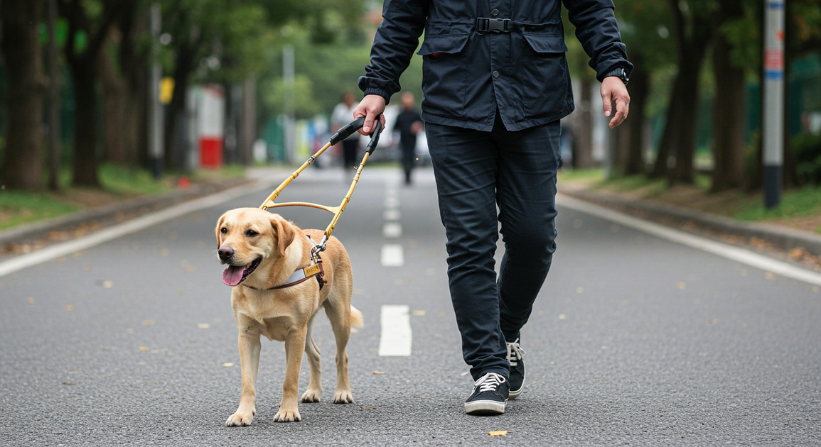 안내견 되려고 훈련받는 안내견 이미지