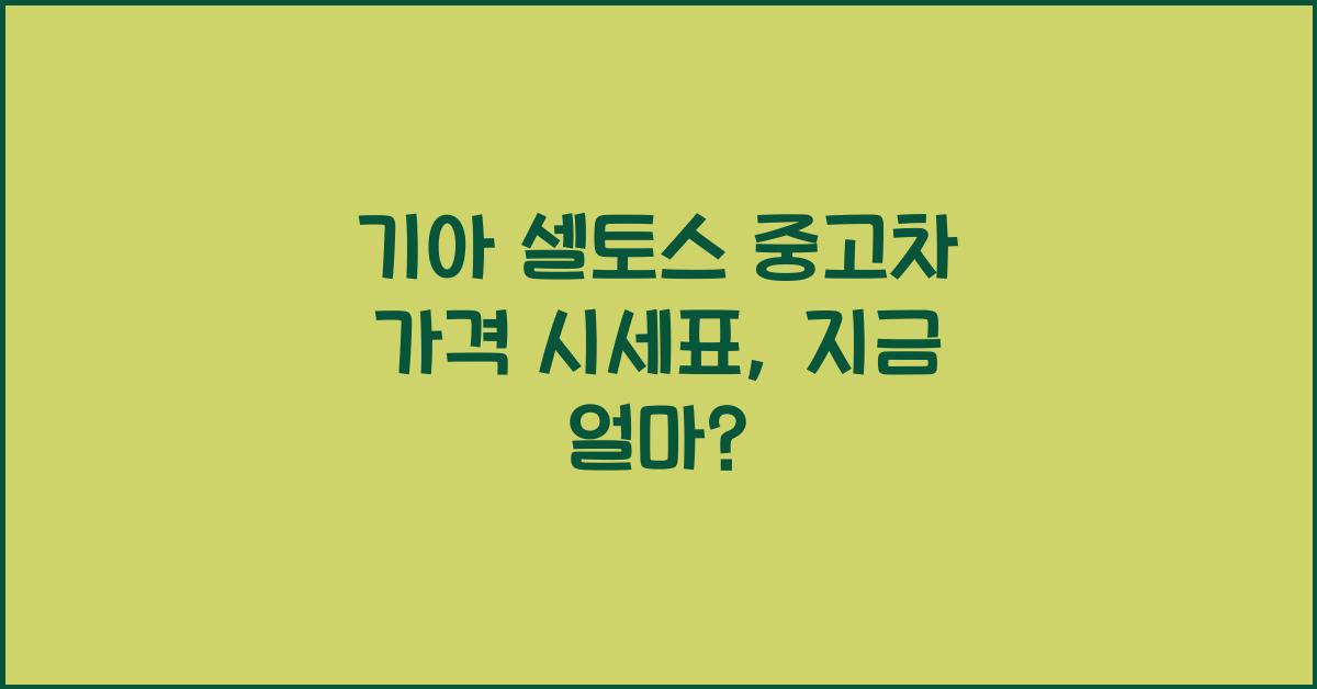 기아 셀토스 중고차 가격 시세표